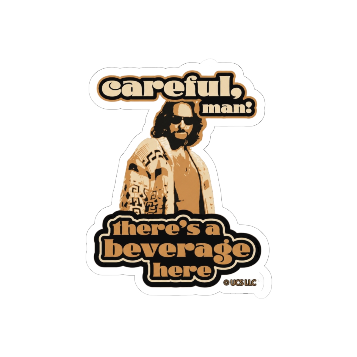 Big Lebowski 'Careful Man' Dude Quote Sticker | Funny Retro Vinyl Decal - alternate angle 1, merchandise